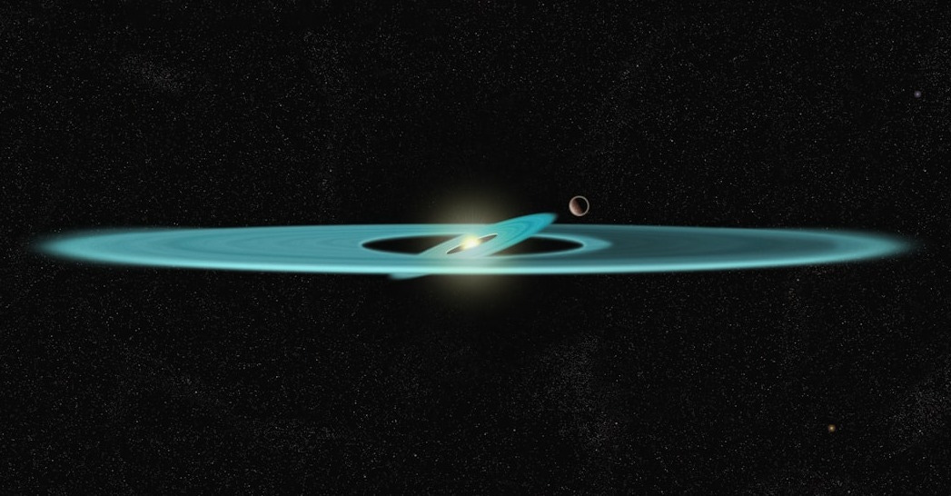 a black hole with a blue ring around it