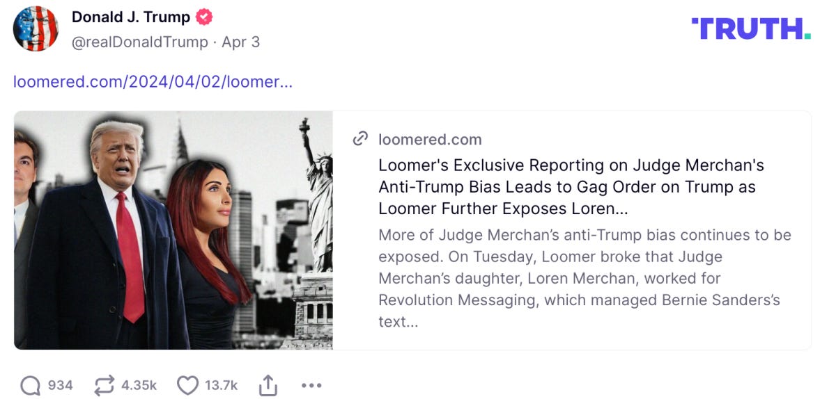 Trump amplified Loomer's attack on Judge Merchan