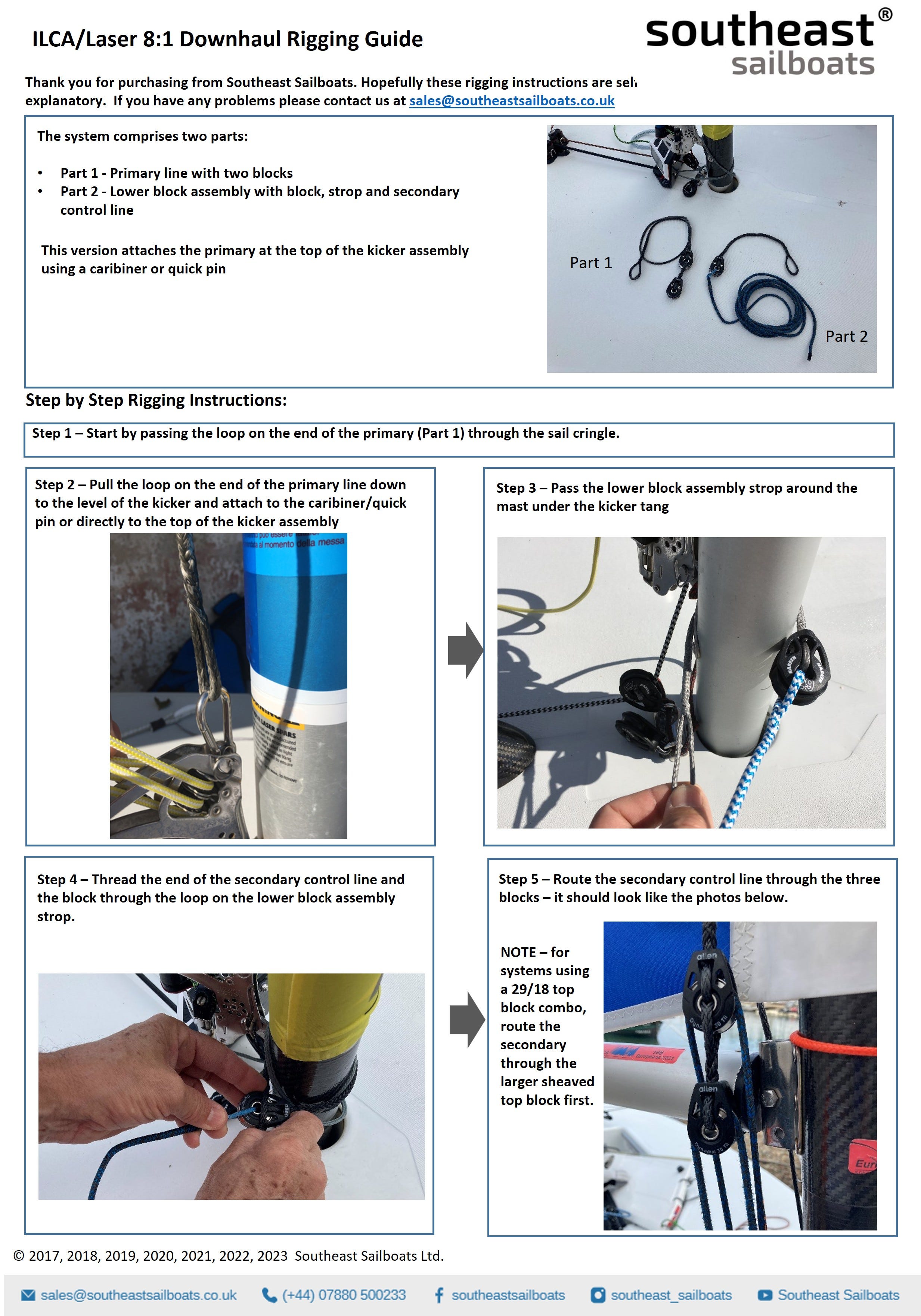 Rigging Guide - 8:1 Downhaul System - Top of Kicker Version