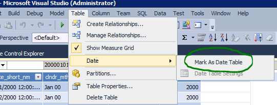 SSAS Tabular mark as date table