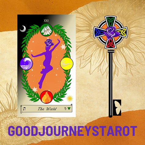 Six cards from the Good Journeys Tarot Deck: