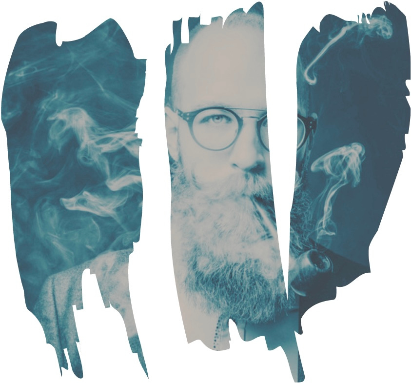 Patchy image of man with pipe