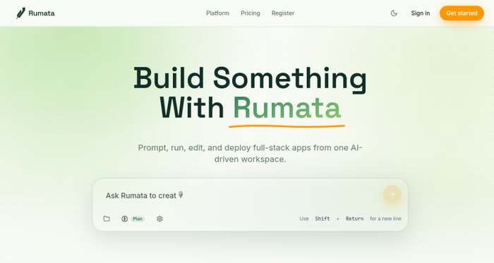Rumata homepage screenshot