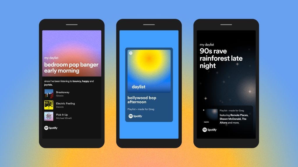 three sharecard options for Spotify's daylist three sharecard options for Spotify's daylist