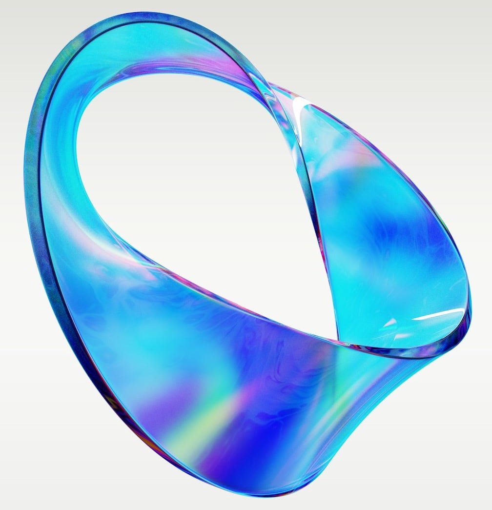 a blue and purple object is floating in the air