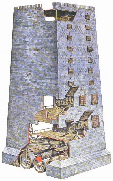 Ancient Greek war machines: The Helepolis, a fortified wheeled tower