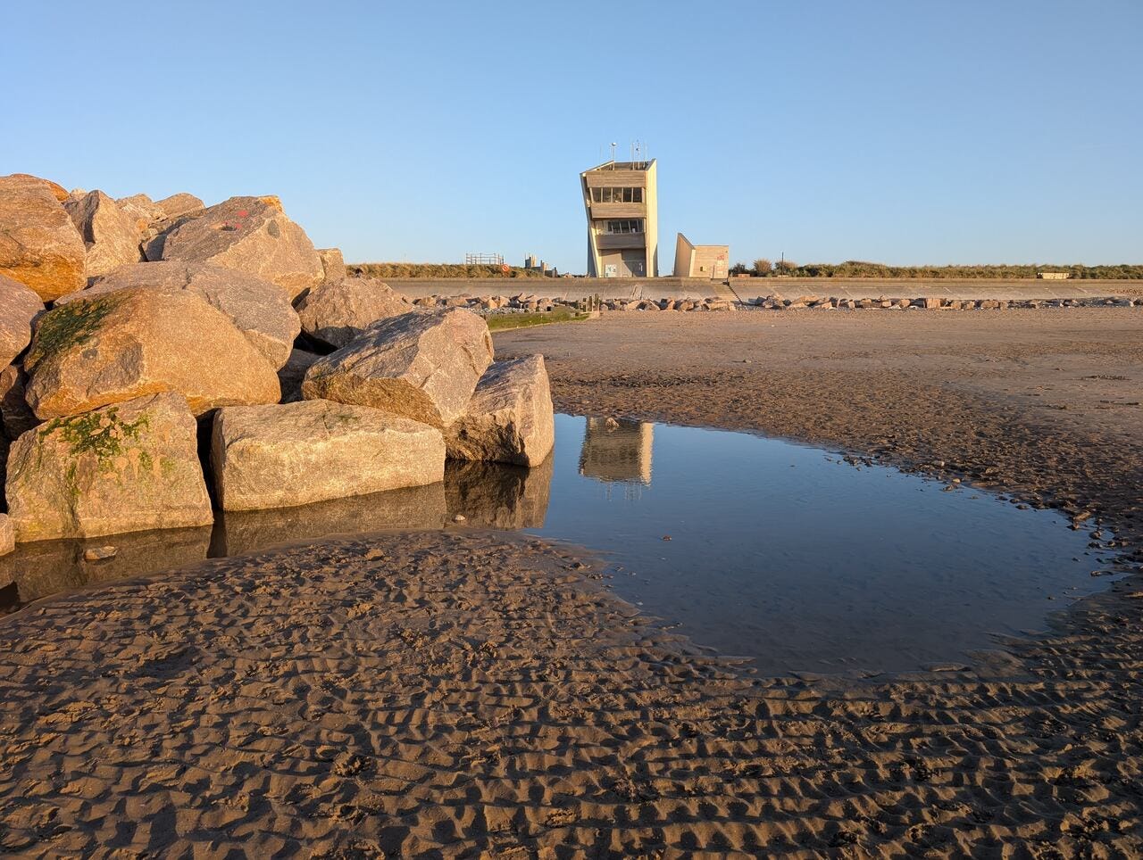 Watchtower at Rossall Point viewed from the beach