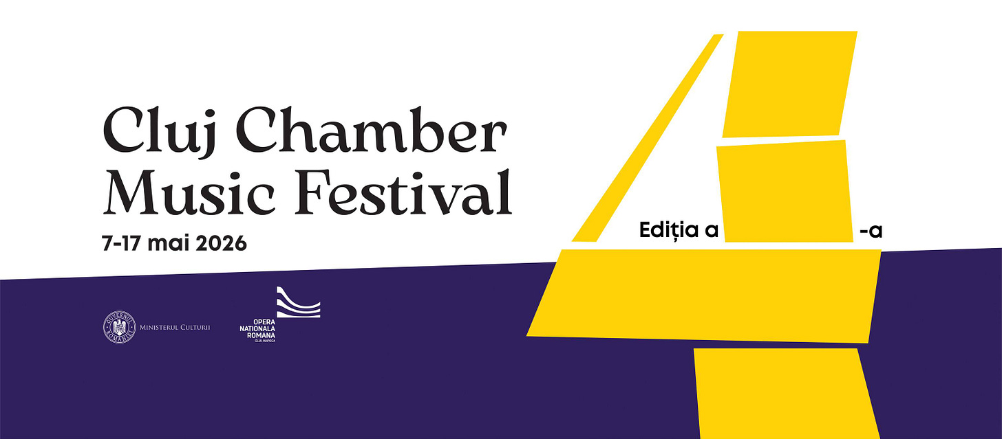 May be a graphic of flute, clarinet and text that says "Cluj Chamber Music Festival 7-17 mai 2026 _OPER4 HETA ROMAMA KATIOH4L4 ገ! SCNANA ENE Ediția α"