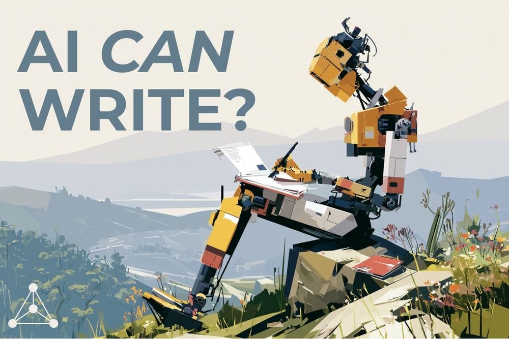 AI writing a story while sat out in nature