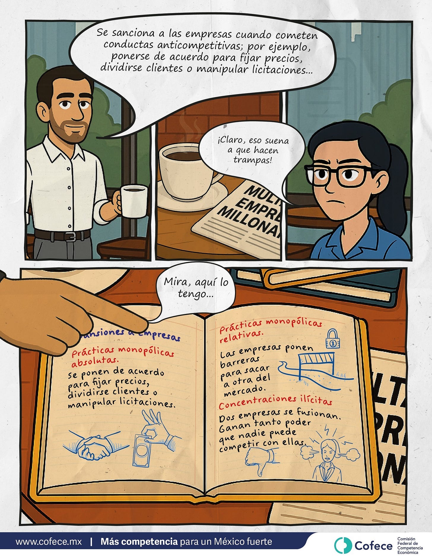 Pedagogía de la Cofece sobre las sanciones por prácticas anticompetitivas. Crédito: Cofece / Facebook https://www.facebook.com/photo?fbid=1200329552134697&set=a.365424985625162