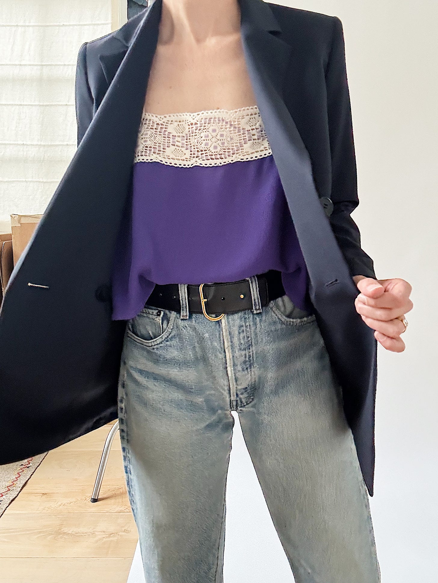 Black Saint Laurent belt, vintage 501s Black Saint Laurent belt, vintage 501s