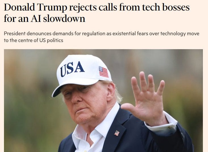 Trump lehnt Forderung der KI-Labs nach Entwicklungs-Bremse ab Trump lehnt Forderung der KI-Labs nach Entwicklungs-Bremse ab