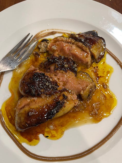 Roasted red peppers, octopus, foie with apple compote
