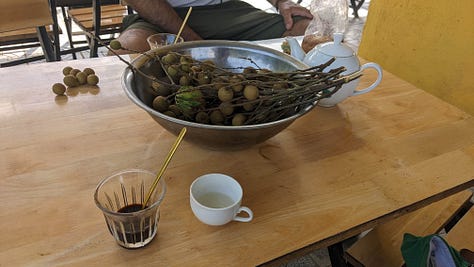 scenes of dining on the road to Thành phố Huế, Khe Sanh and back to Hue, Vietnam