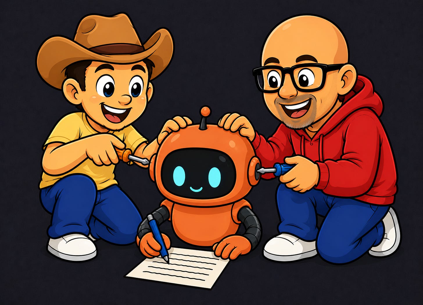 timo and dj working on a claude writing agent
