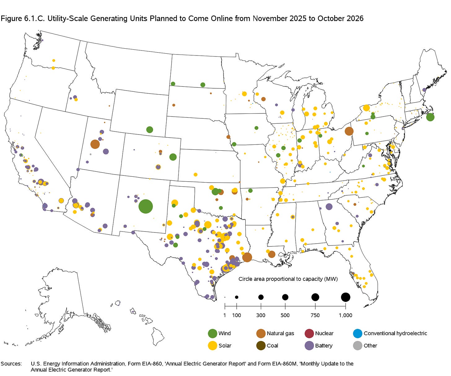 map of generating unit additions, planned