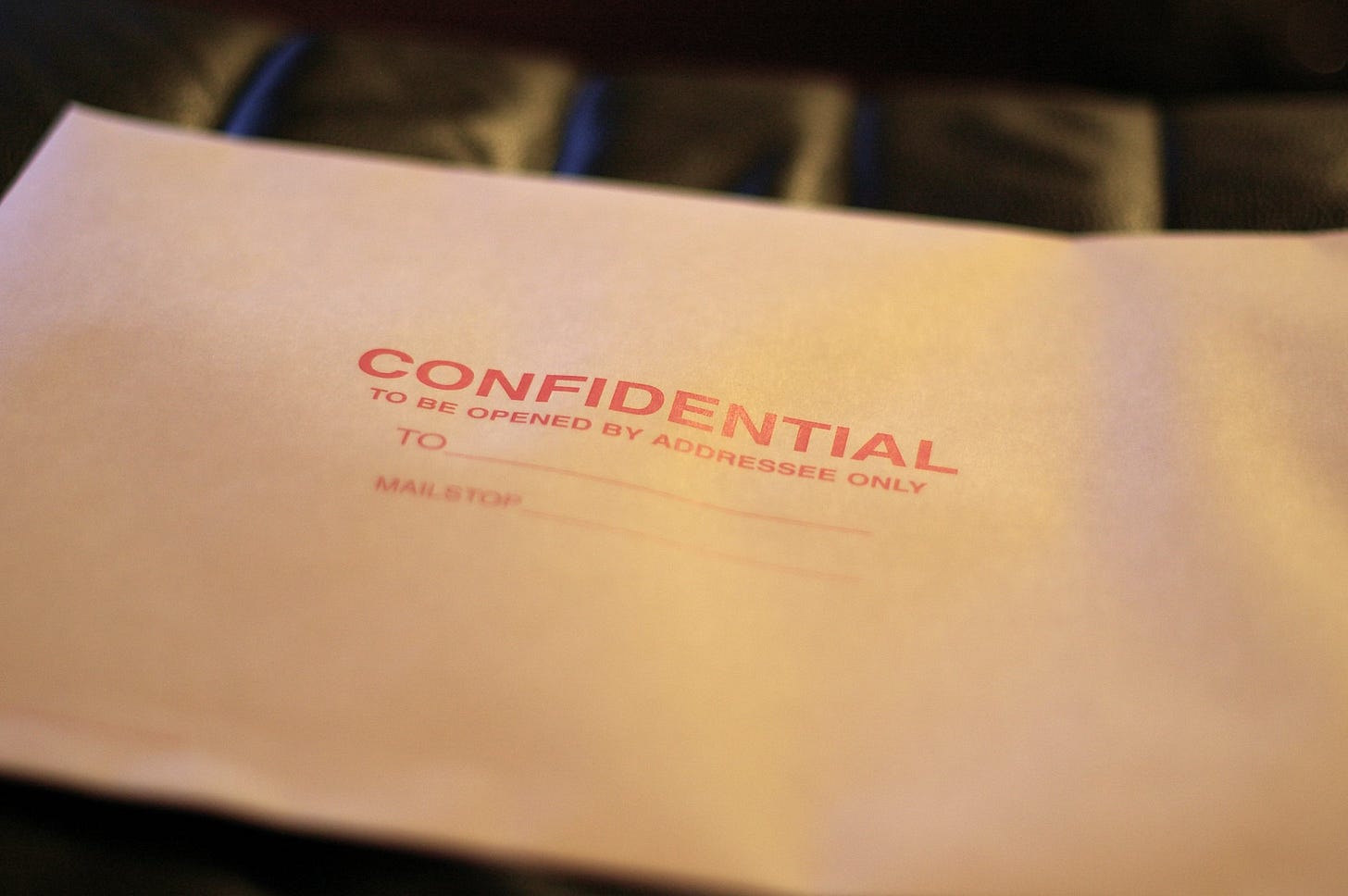 Envelope marked 'confidential' Envelope marked 'confidential'