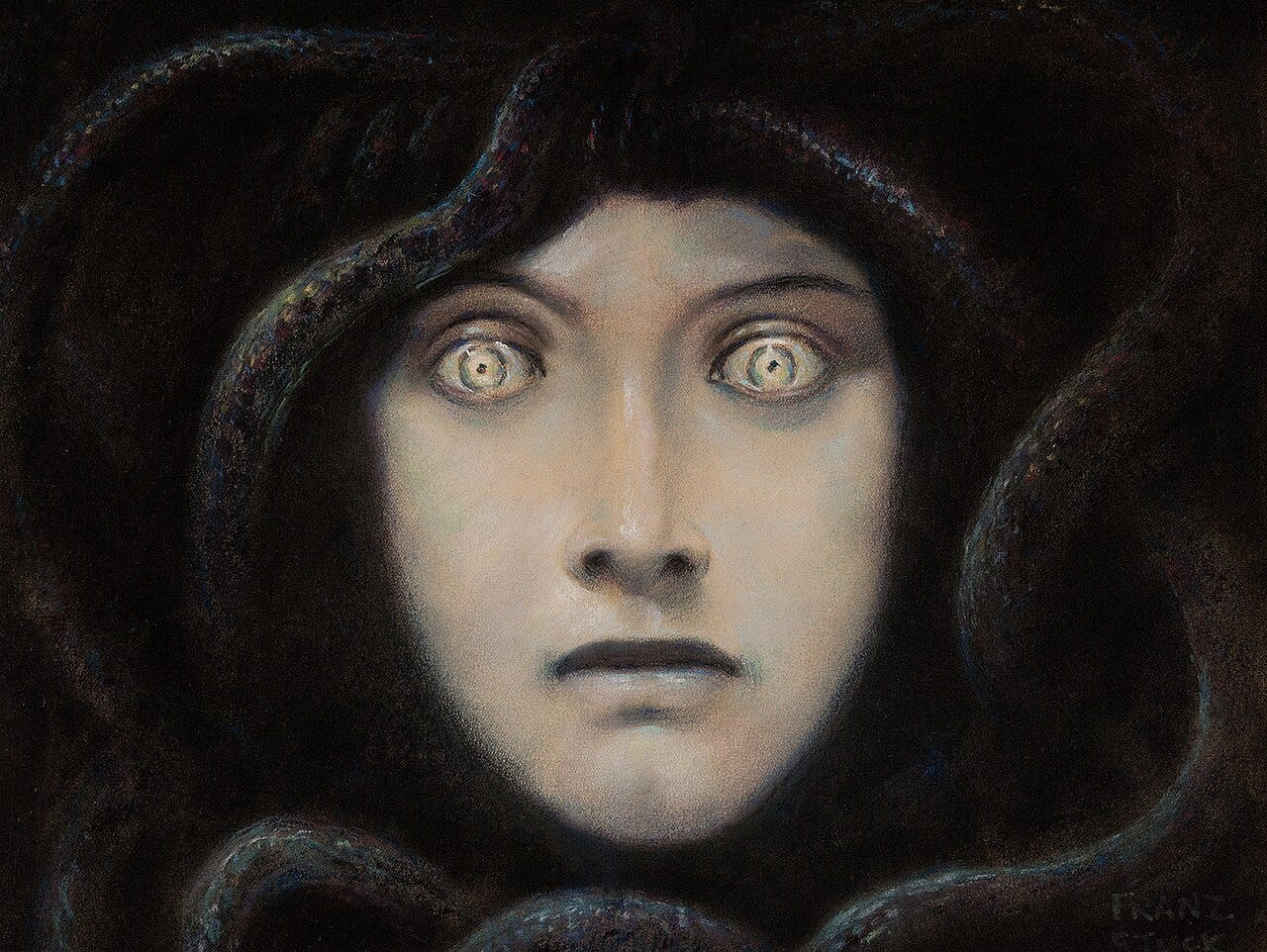 Symbolist painting of Medusa as a femme fatale Symbolist painting of Medusa as a femme fatale