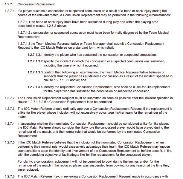 The Concussion Substitute Question – by cricketingview