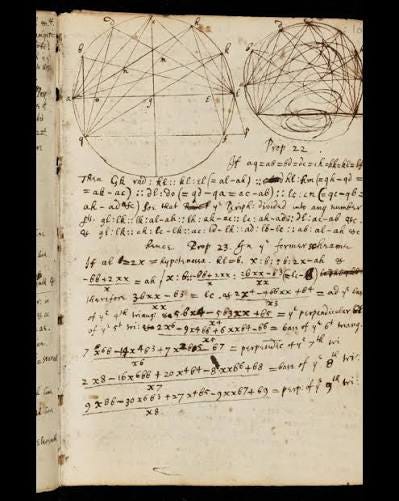This is Isaac Newton's notebook (1664) — written when he was just a student.