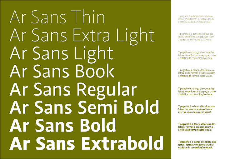Imagens da Ar Sans, uma fonte em desenvolvimento.