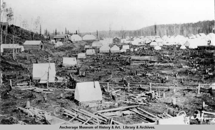 1914 or 1915, the tent city that would become Anchorage, Alaska.