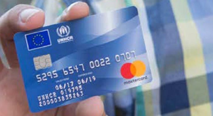 De creditcard waar het om gaat. Bron: UNHCR