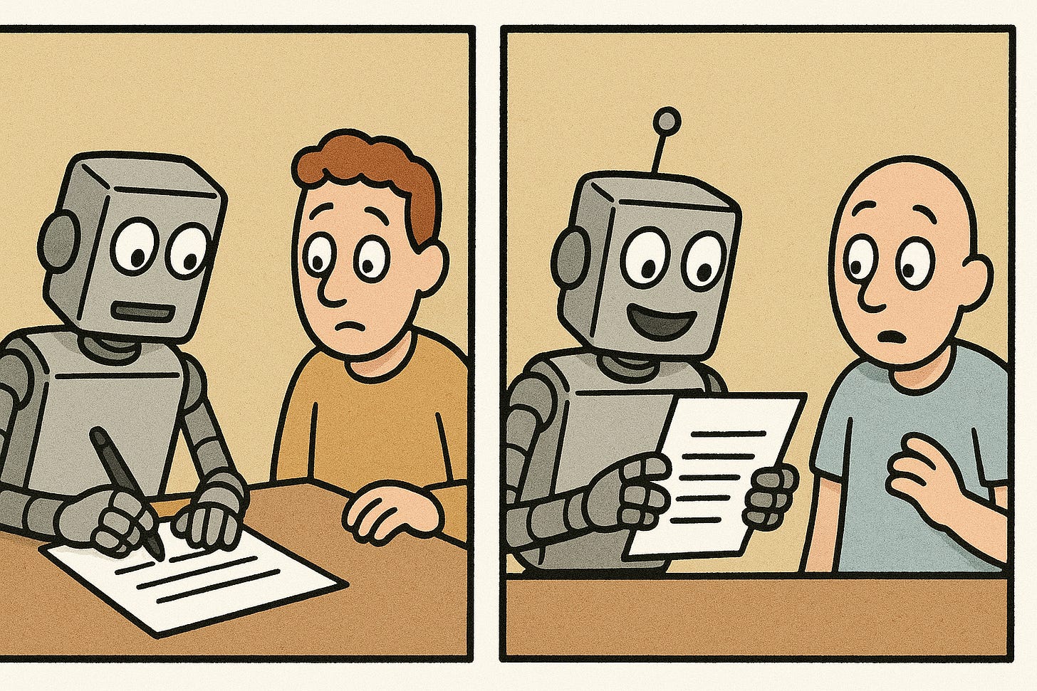 One robot write other robot read