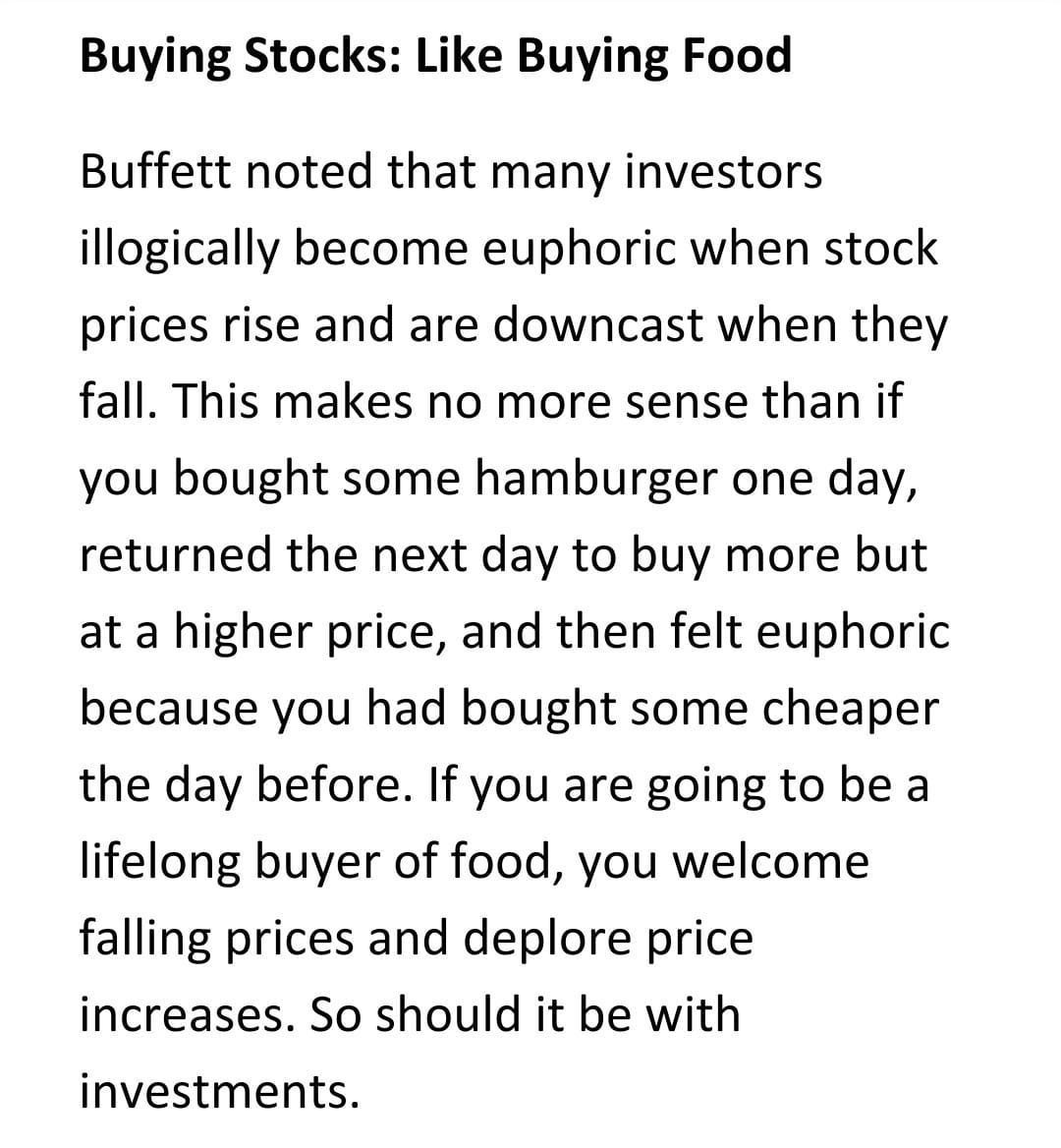 Stocks are like hamburgers Stocks are like hamburgers