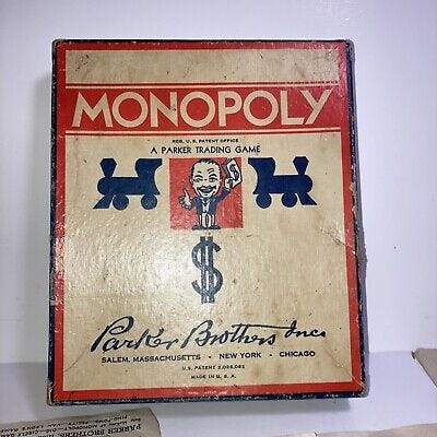 VINTAGE MONOPOLY GAME ALL WOOD PIECE BOXED NO BOARD | eBay