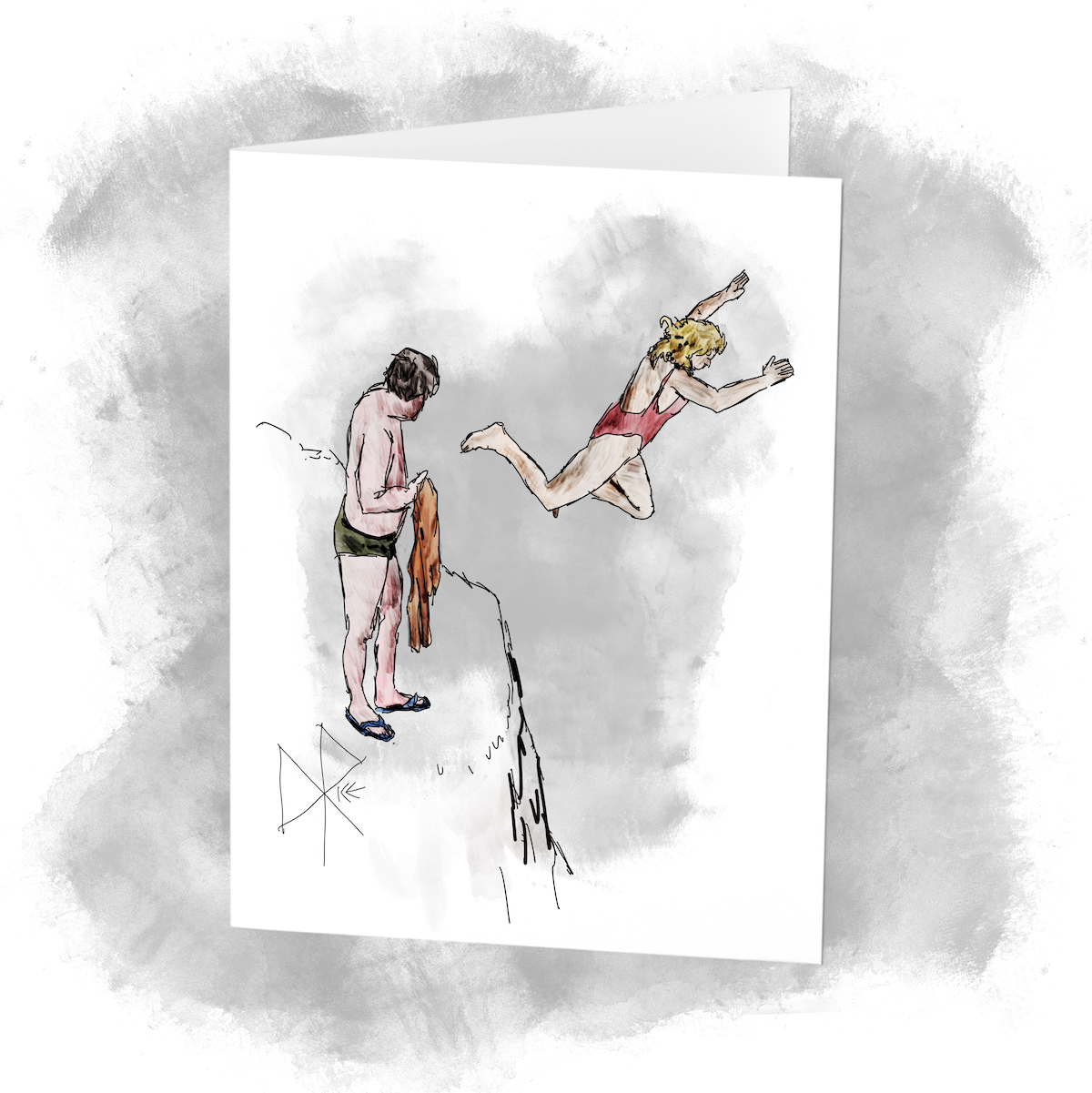 A woman squats beside a car, putting some torque on the wheel lug nuts with a socket wrench. Sketch art by Don Rice. A woman squats beside a car, putting some torque on the wheel lug nuts with a socket wrench. Sketch art by Don Rice.