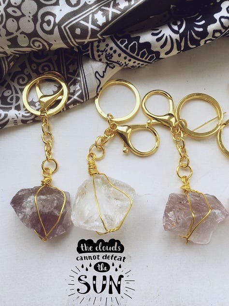 Amethyst, Rainbow fluorite, Clear Quartz, Rose Quart, Green fluorite