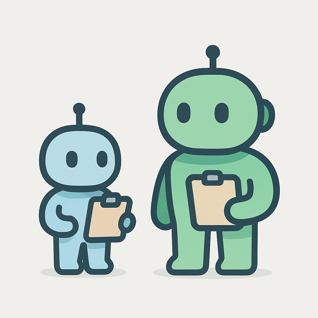 robots holding clipboards: ai image