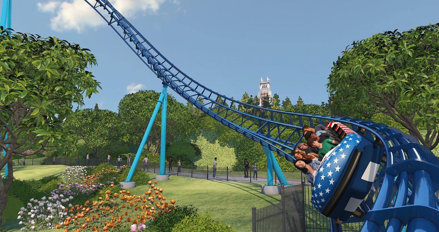Cannonball water coaster at Holiday World rendering of drop Cannonball water coaster at Holiday World rendering of drop