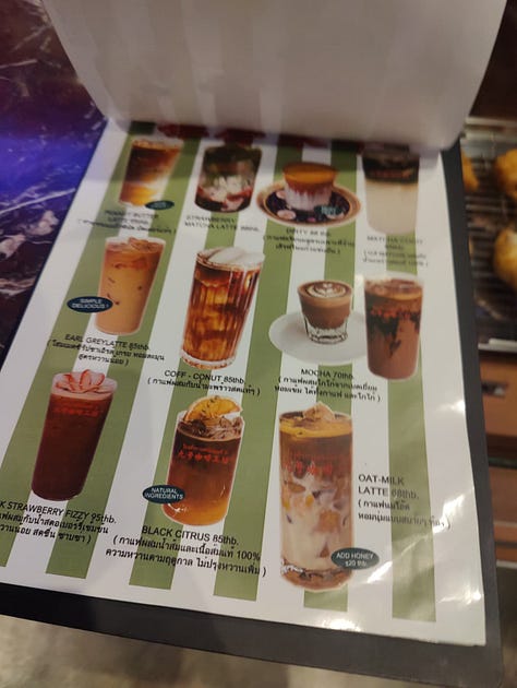 various coffee menus + treats