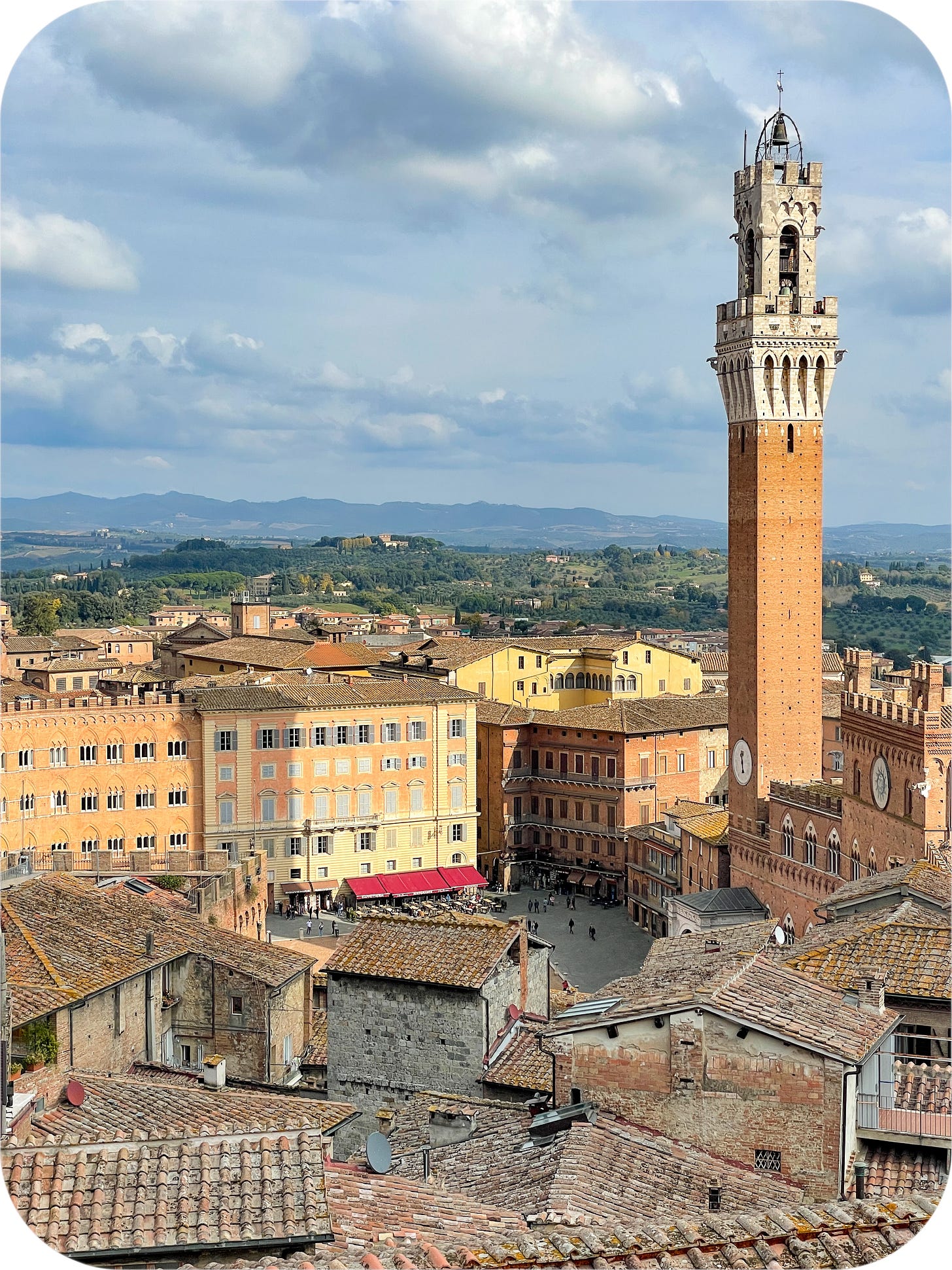 Looking down on the Piazza del Campo, Siena Italy