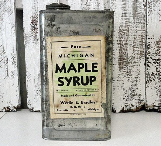 Rustic Vintage Pure Michigan Maple Syrup Tin | Etsy