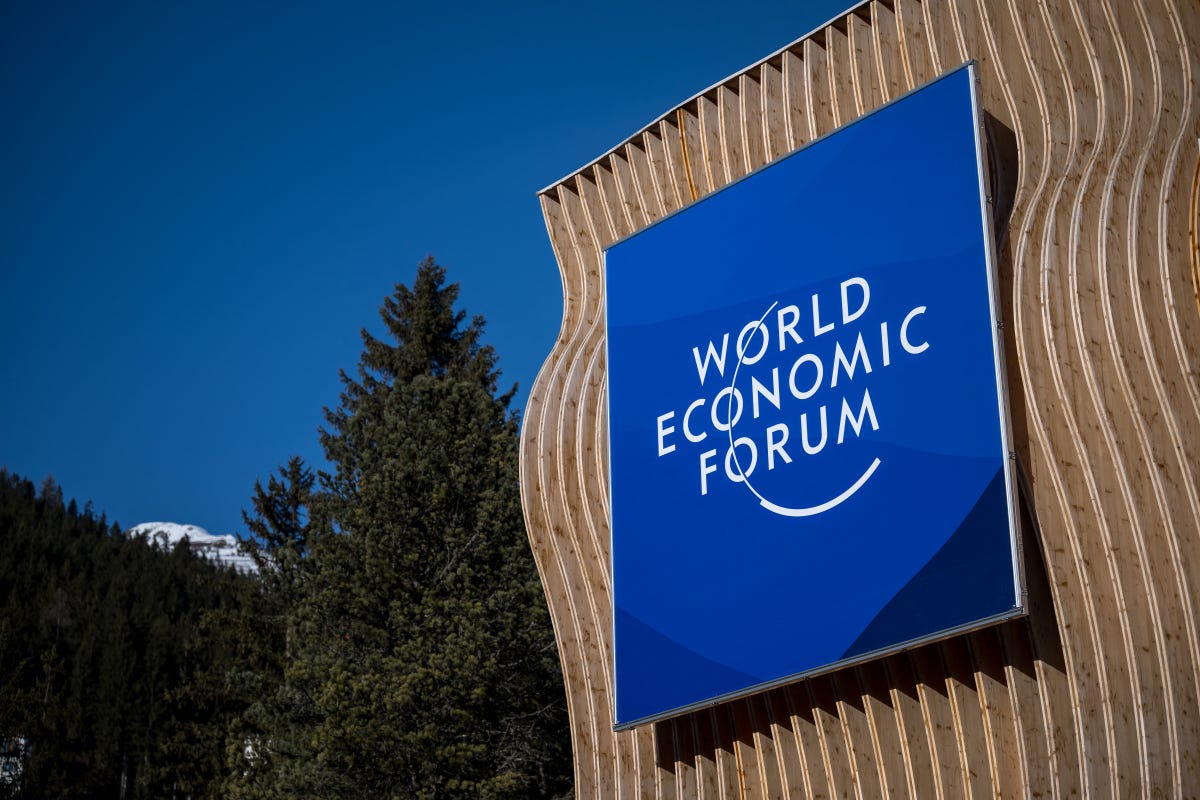 A sign displayed on the eve of the World Economic Forum annual meeting in Davos on January 18, 2026. A sign displayed on the eve of the World Economic Forum annual meeting in Davos on January 18, 2026.
