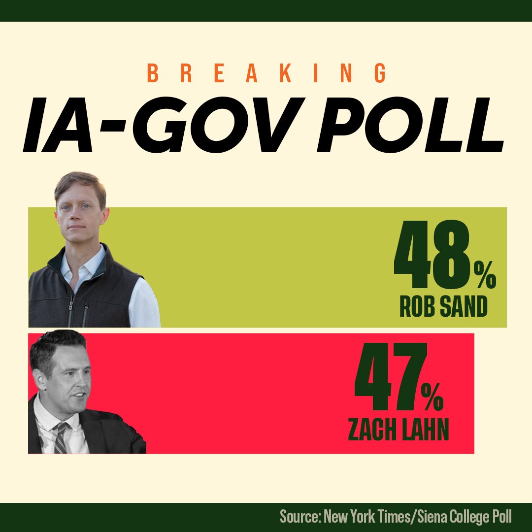 Breaking: IA-Gov Poll. Rob Sand 48%, Zach Lahn 47% Breaking: IA-Gov Poll. Rob Sand 48%, Zach Lahn 47%