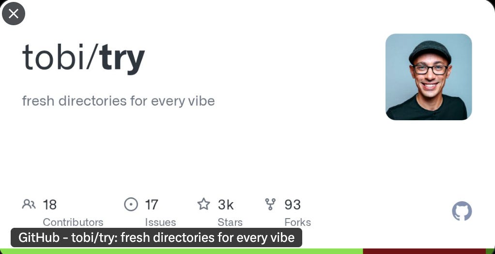 Social media card of the GitHub repo for tobi/try