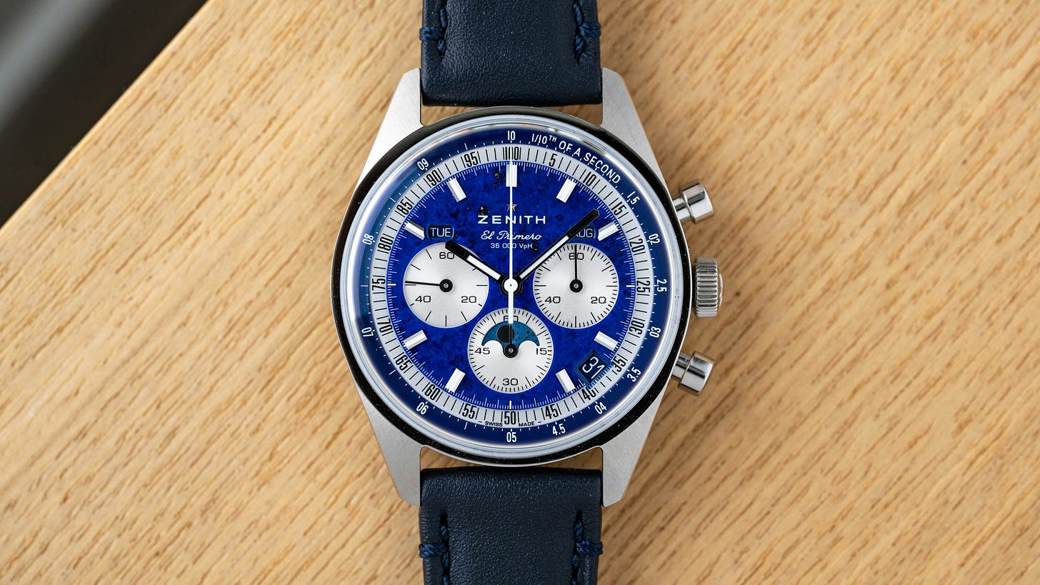 Hands-On: The Zenith Chronomaster Original Triple Calendar Lapis Lazuli -  Hodinkee