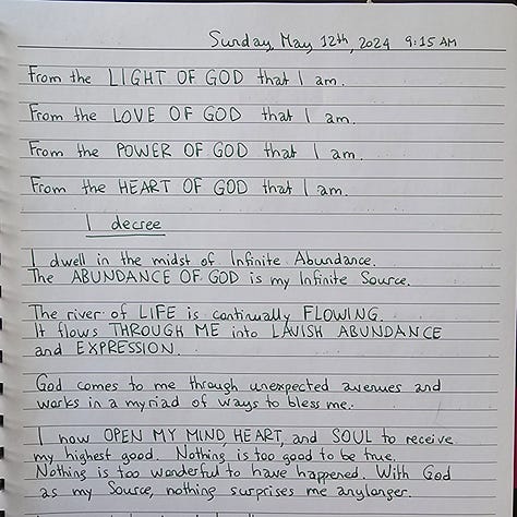 Handwritten and adapted version of this abundance prayer, by Gemma Serenity Gorokhoff 🙏