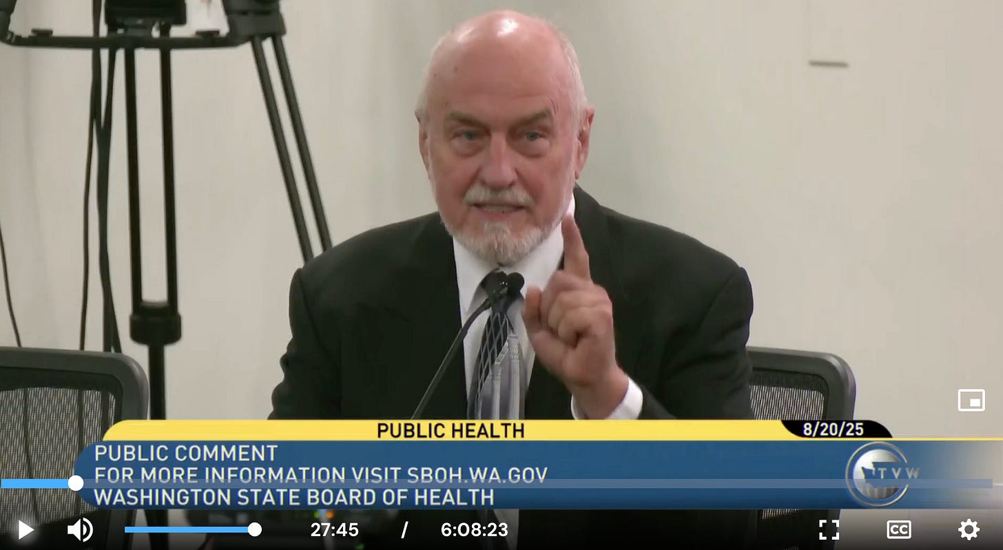 Dr. Bill Osmunson, DDH, MPH reminds the Washington Board of Health that “There is not one single safety study,” that shows fluoride is safe.