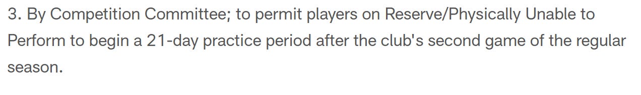NFL rules allow players on PUP to start 21-day practice window after Game 2 NFL rules allow players on PUP to start 21-day practice window after Game 2