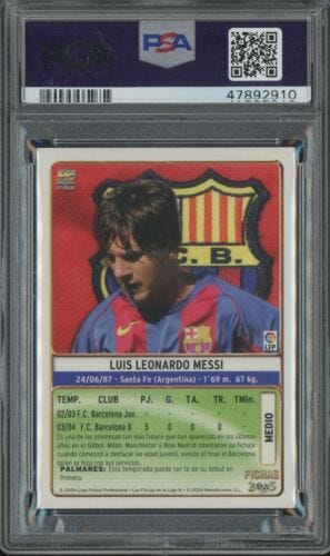 2004 Mundi Cromo Liga Soccer #617 Lionel Messi RC Rookie PSA 9 PACK FRESH - Picture 2 of 2