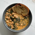 Brothy Chickpeas with Red Miso + Kale