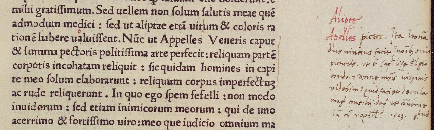 Agostino Vespucci's marginal note of October 1503, in a 1477 edition of Cicero. Heidelberg University Library.