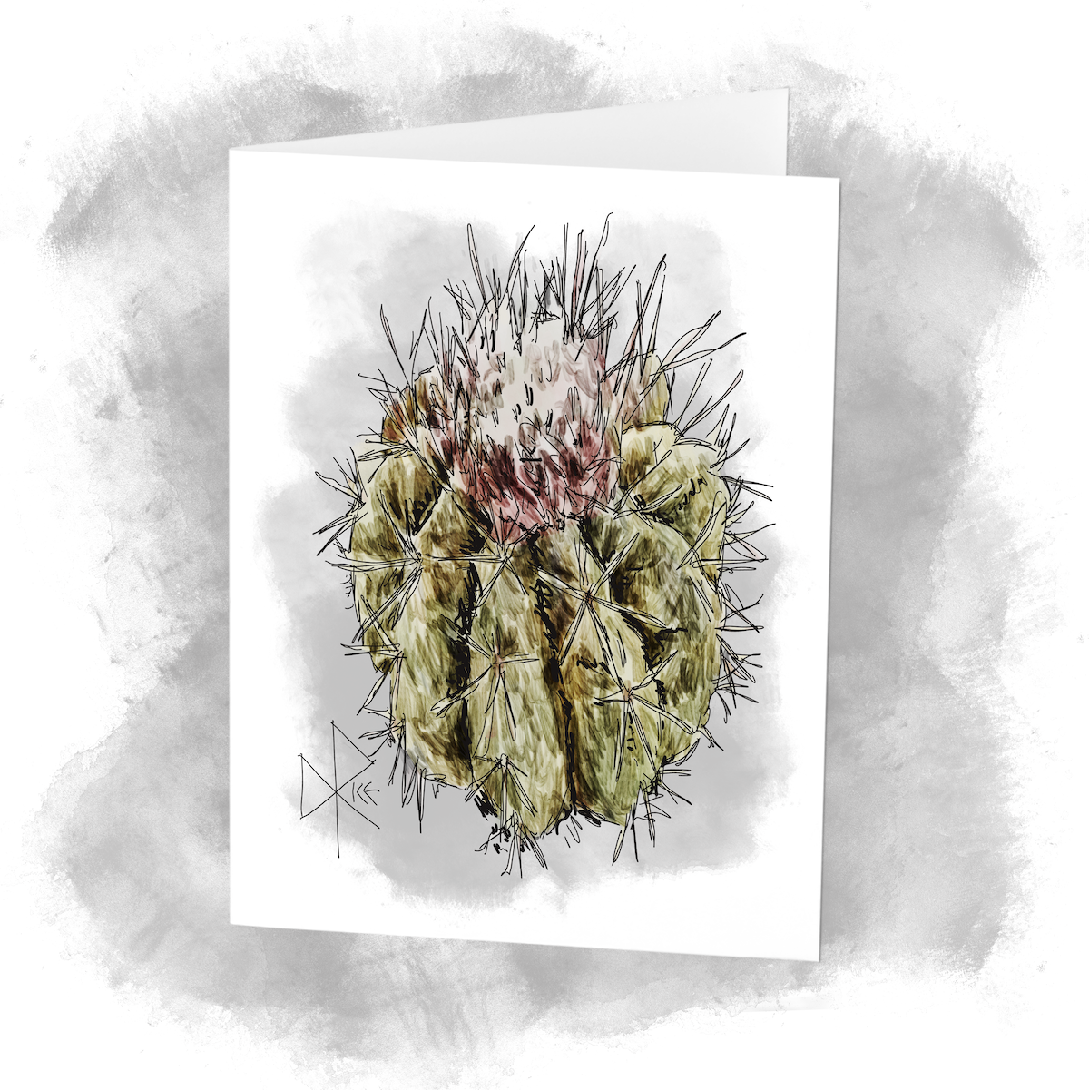 A small cactus. Sketch art by Don Rice. A small cactus. Sketch art by Don Rice.