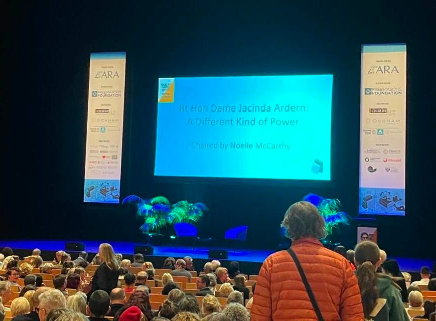 Waiting for Jacinda with my love, and curiously, the back of Simon Wilson’s head.